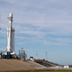 The Falcon Heavy stands ready for launch on pad 39A at the Kennedy Space Center in Cape Canaveral, Florida. (Image: AP)